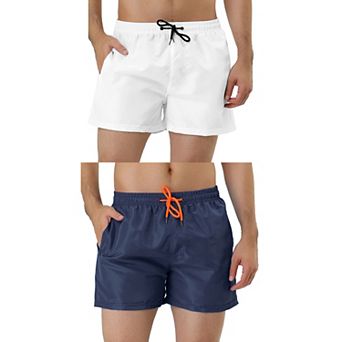 2 Packs Men's Shorts Drawstring Waist Mesh Lining Swimwear Casual Board Shorts