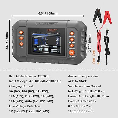 20-Amp Battery Charger/Maintainer with LCD Display & Desulfation Mode