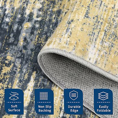 Abstract Machine Washable Rugs Non Slip Soft Non Shedding Foldable Indoor Carpet