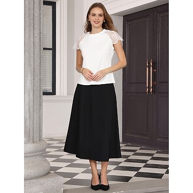 Women's Lace Short Sleeve Tops Casual Summer Blouse Tee Shirt