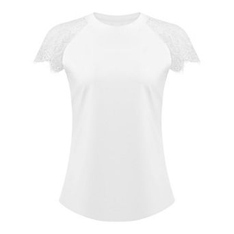 Women's Lace Short Sleeve Tops Casual Summer Blouse Tee Shirt
