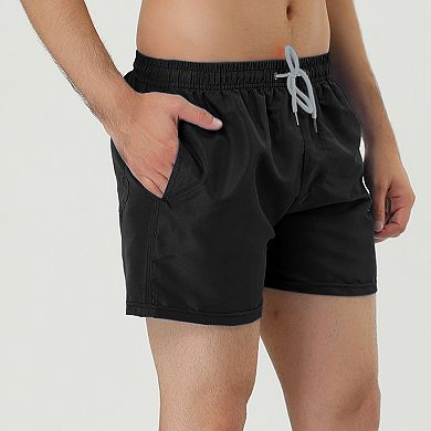 2 Packs Men's Board Shorts Drawstring Waist Swimwear Mesh Lining Square Cut Shorts