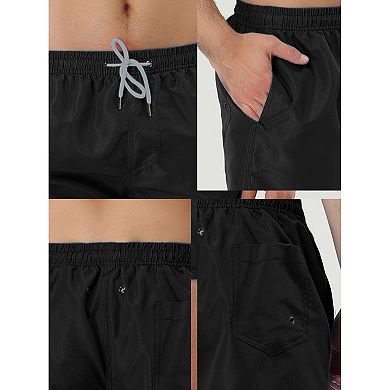 2 Packs Men's Board Shorts Drawstring Waist Swimwear Mesh Lining Square Cut Shorts