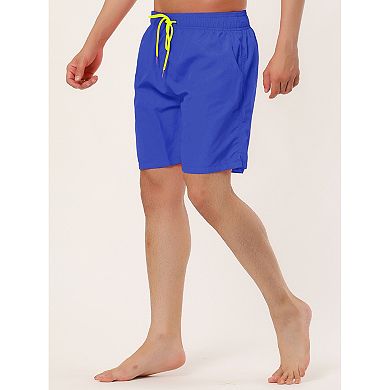 2 Packs Men's Solid Beach Shorts Drawstring Surfing Mesh Lining Board Shorts with Pockets