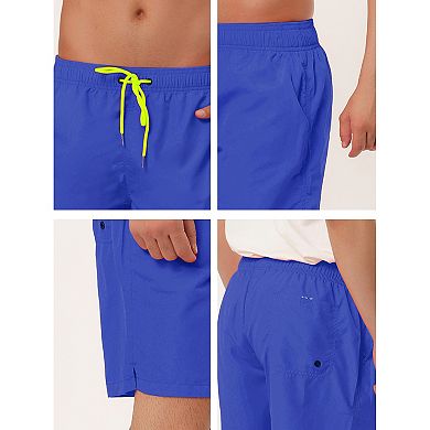 2 Packs Men's Solid Beach Shorts Drawstring Surfing Mesh Lining Board Shorts with Pockets
