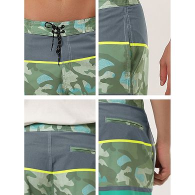 2 Packs Men's Summer Color Block Drawstring Beach Swimwear Board Shorts with Pockets