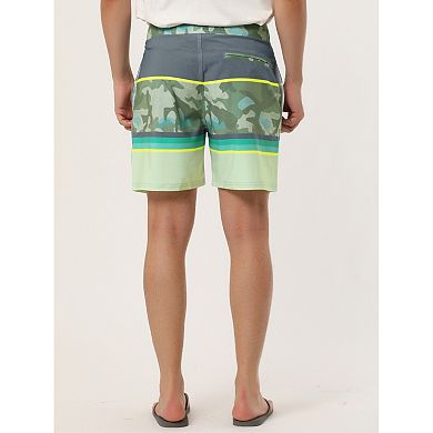 2 Packs Men's Summer Color Block Drawstring Beach Swimwear Board Shorts with Pockets