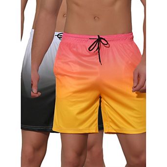 2 Packs Men's Contrast Color Summer Beach Colorful Swimwear Shorts