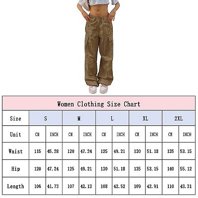 Women Parachute Pants Baggy Drawstring Elastic Low Waist Ruched