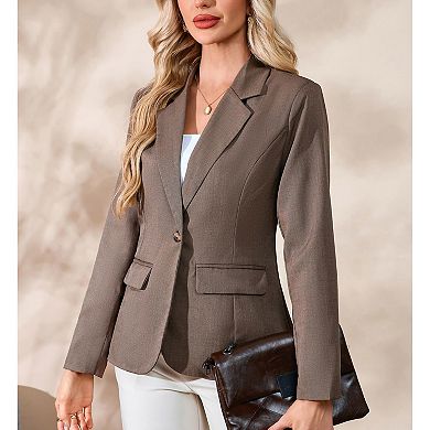 Women's Business Casual Blazer Long Sleeve Lapel Open Front Work Jacket with Pockets