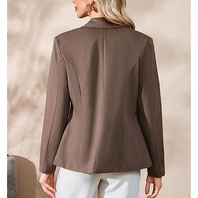 Women's Business Casual Blazer Long Sleeve Lapel Open Front Work Jacket with Pockets