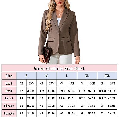 Women's Business Casual Blazer Long Sleeve Lapel Open Front Work Jacket with Pockets