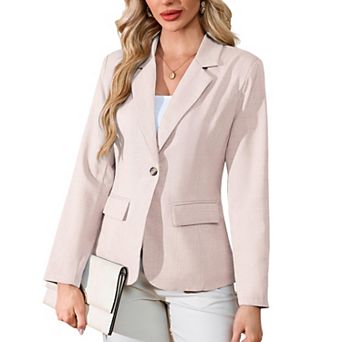 Women's Business Casual Blazer Long Sleeve Lapel Open Front Work Jacket with Pockets