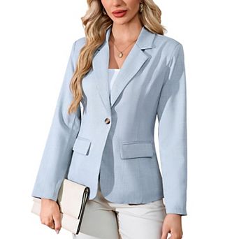 Women's Business Casual Blazer Long Sleeve Lapel Open Front Work Jacket with Pockets