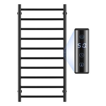 10-Bar Wall Mounted Heated Towel Rack for Bathroom Black