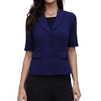 Short Sleeve Blazer for Women Summer Button Business Casual Office Work Suit Jacket