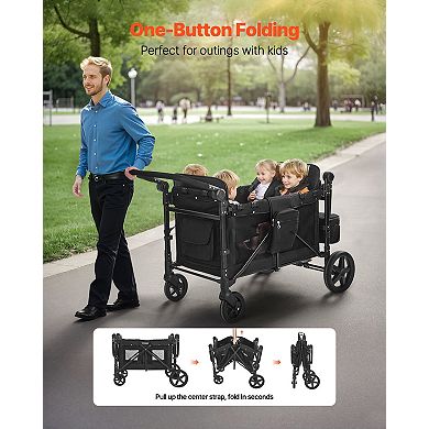 4-Wheel Pet Stroller for Small & Medium Dogs, 66 lbs Capacity, Black