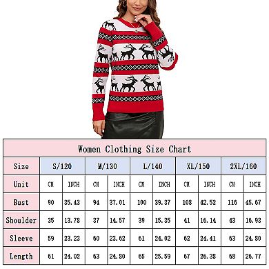 Sweaters for Women Long Sleeve Loose Cozy Knit Pullover Holiday Ugly Christmas Reindeer Sweater