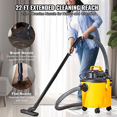 5 Gal Wet Dry Shop Vacuum 6 Peak HP with Blower and Attachments