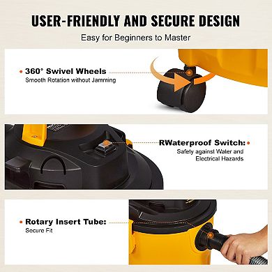 5 Gal Wet Dry Shop Vacuum 6 Peak HP with Blower and Attachments