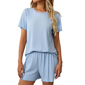 Summer Pajama Sets For Women Short Sleeve Sleepwear Set Ladies Casual 2 pc Outfits Lounge Sets
