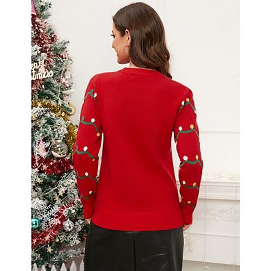 Women's Christmas Sweater Funny Christmas Tree Ugly Pullover Snowflake Long Sleeve Sweater Shirt