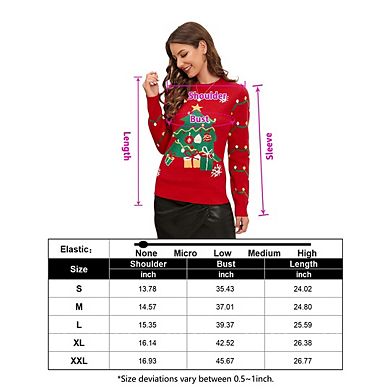 Women's Christmas Sweater Funny Christmas Tree Ugly Pullover Snowflake Long Sleeve Sweater Shirt