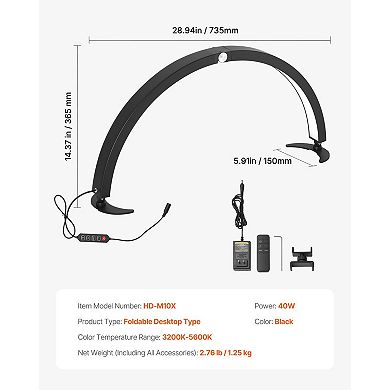 40W Half Moon Nail Desk Lamp with Adjustable Color Temperature