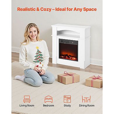 33" Freestanding Electric Fireplace Stove Heater with Mantel 1500W White