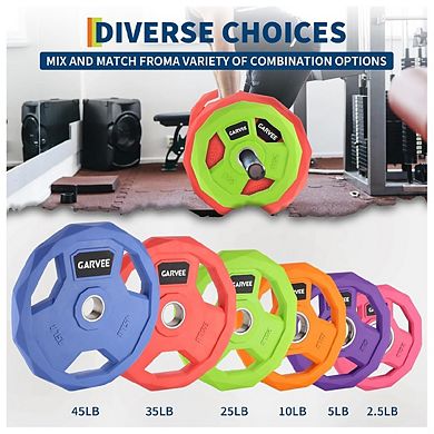 2-In-1 Cast Iron Rubber Coated Color-Coded Weight Plates 2.5LBx2, 5LBx2