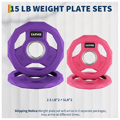 2-In-1 Cast Iron Rubber Coated Color-Coded Weight Plates 2.5LBx2, 5LBx2
