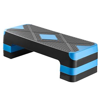 28-Inch Aerobic Step Platform, Adjustable Height with 4 Risers, Blue