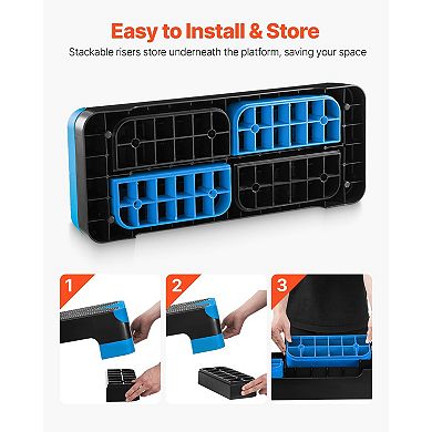 28-Inch Aerobic Step Platform, Adjustable Height with 4 Risers, Blue