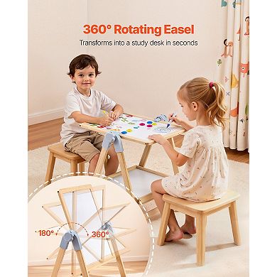 2-in-1 Wooden Art Easel with Foldable Design & Dual-Sided Boards