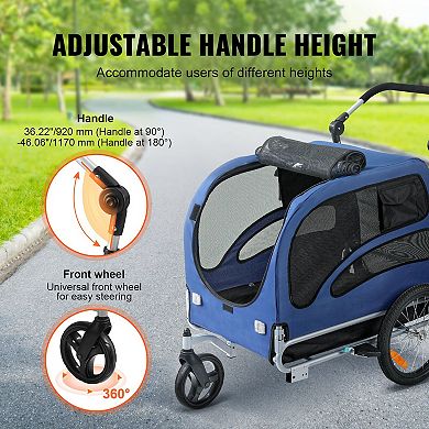 2-in-1 Dog Bike Trailer & Stroller, 66 lbs Capacity, Orange/Gray