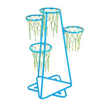 4-Hoop Kids Basketball Set with Adjustable Height & 3 Balls