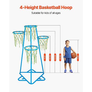 4-Hoop Kids Basketball Set with Adjustable Height & 3 Balls