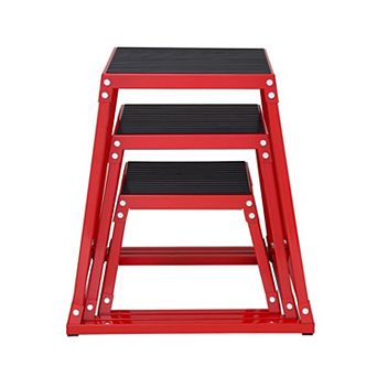 3-in-1 Plyometric Jump Box Set, 12/18/24 Inch Anti-Slip Agility Box, Red