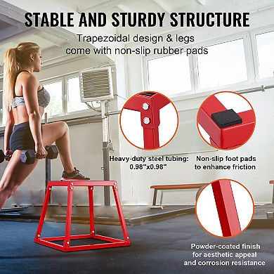 4-in-1 Plyometric Jump Box Set, 12/18/24/30 Inch Anti-Slip Agility Box, Red
