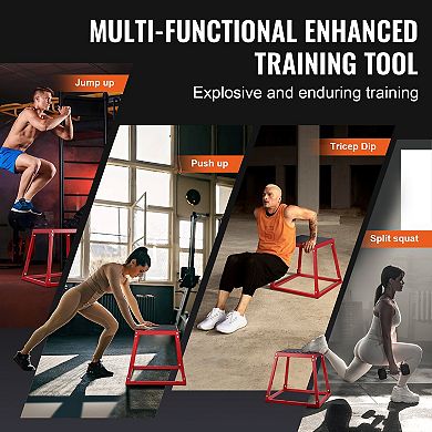 4-in-1 Plyometric Jump Box Set, 12/18/24/30 Inch Anti-Slip Agility Box, Red