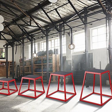 4-in-1 Plyometric Jump Box Set, 12/18/24/30 Inch Anti-Slip Agility Box, Red