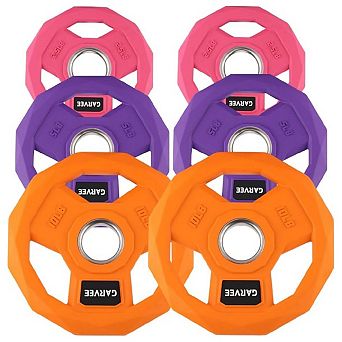 2-In-1 Cast Iron Rubber Coated Color-Coded Weight Plates 2.5LBx2, 5LBx2, 10LBx2