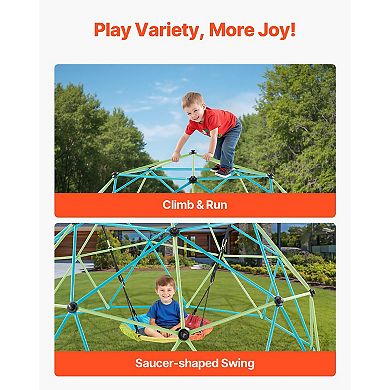 10FT Kids Climbing Dome 1000 LB Capacity with Saucer Swing