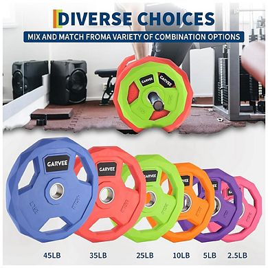 2-In-1 Cast Iron Rubber Coated Color-Coded Weight Plates 35LB x2