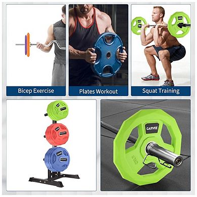 2-In-1 Cast Iron Rubber Coated Color-Coded Weight Plates 35LB x2