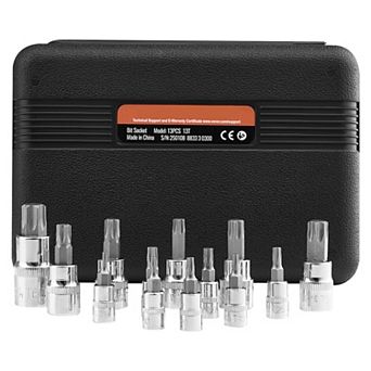 13 pc Torx Bit Socket Set with T8-T60 Sizes & Secure Storage