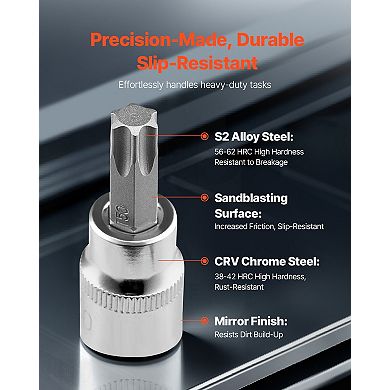 13-Piece Torx Bit Socket Set with T8-T60 Sizes & Secure Storage