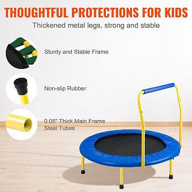 3FT Kids Trampoline Foldable Indoor Outdoor Mini Trampoline