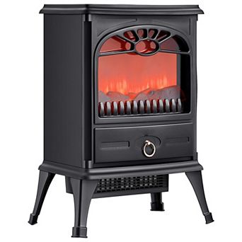 22.8" Freestanding Electric Fireplace Stove Heater 1500W Realistic Flames