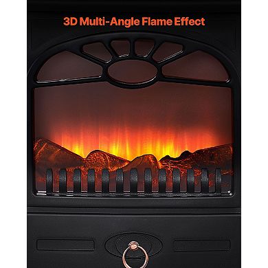 22.8" Freestanding Electric Fireplace Stove Heater 1500W Realistic Flames